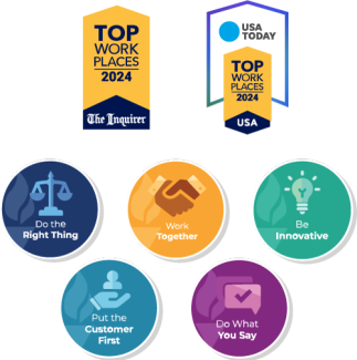 The Institutes Culture Value icons underneath 2024 Top Workplace Banners